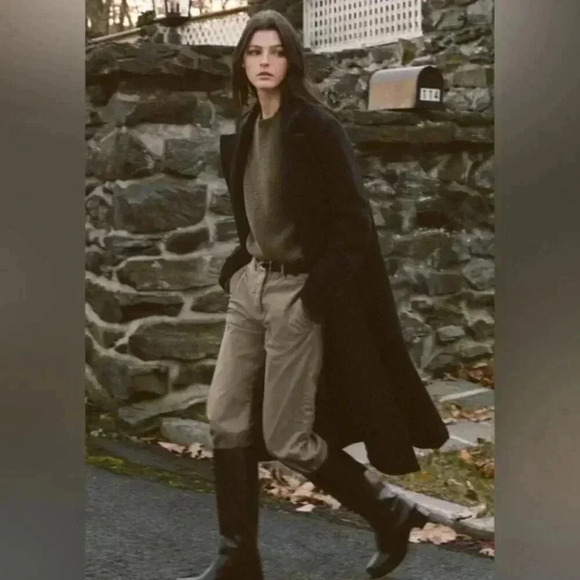 NWT Nili Lotan Tomboy Cuff Wide Leg Utility Pant Trouser in Fawn Tan Size 2 - Picture 9 of 9